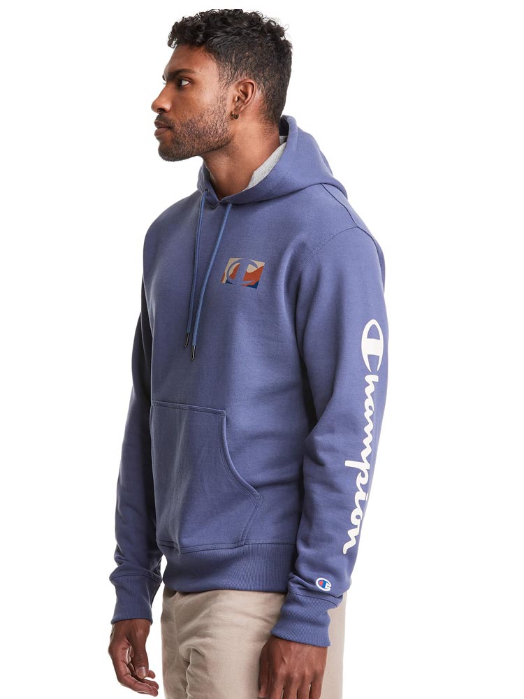 Champion hoodie script outlet sleeve