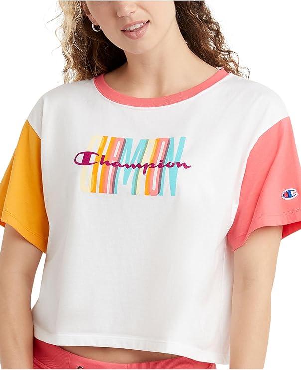Polo para Mujer CHAMPION W5950B586GPA THE CROPPED TEE - COLORBLOCKED AWRJ