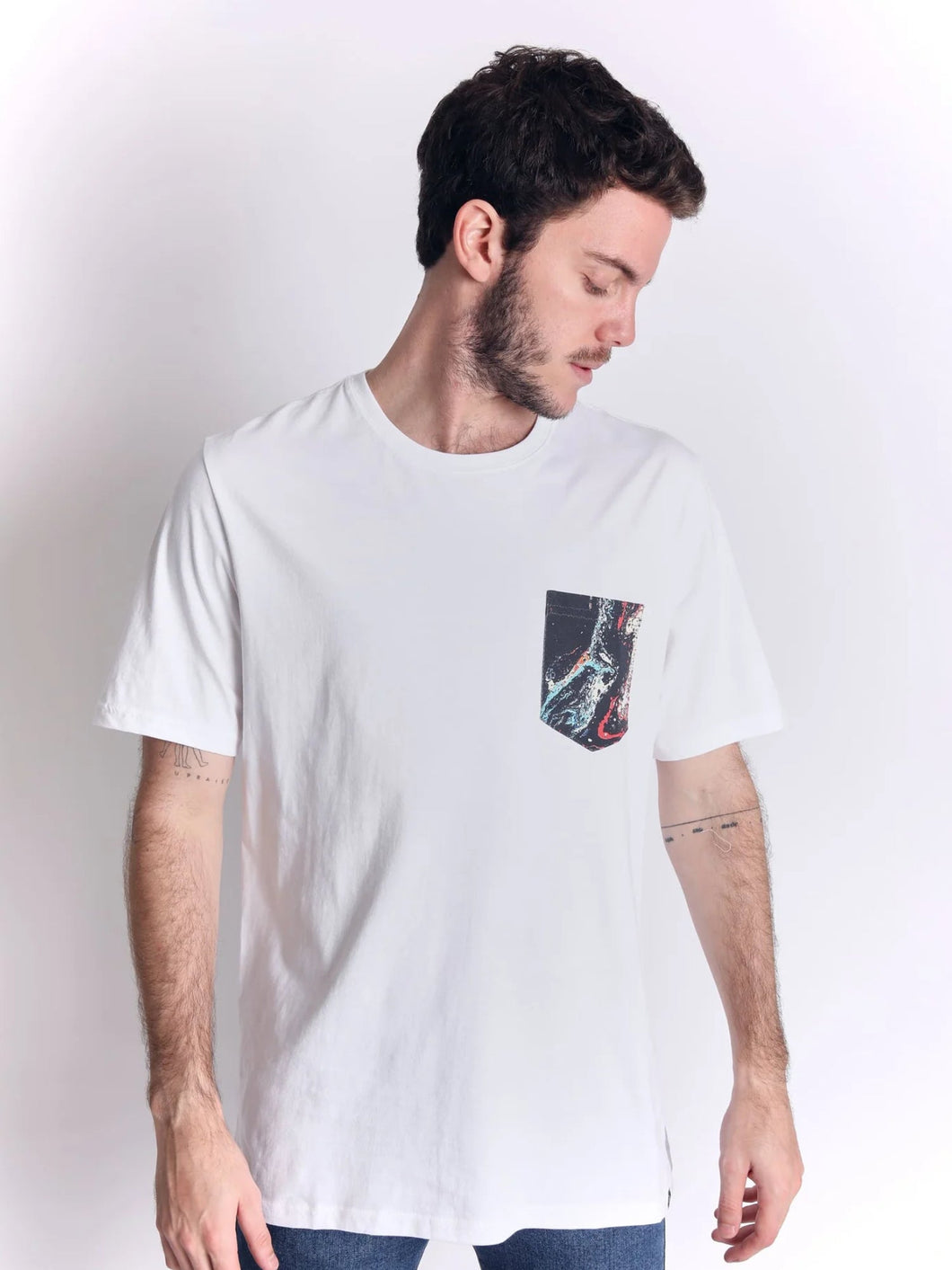 Polo Dunkelvolk POCKET WAVE PINK POCKET TEE WHT