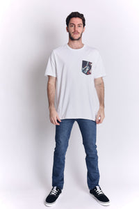 Polo Dunkelvolk POCKET WAVE PINK POCKET TEE WHT