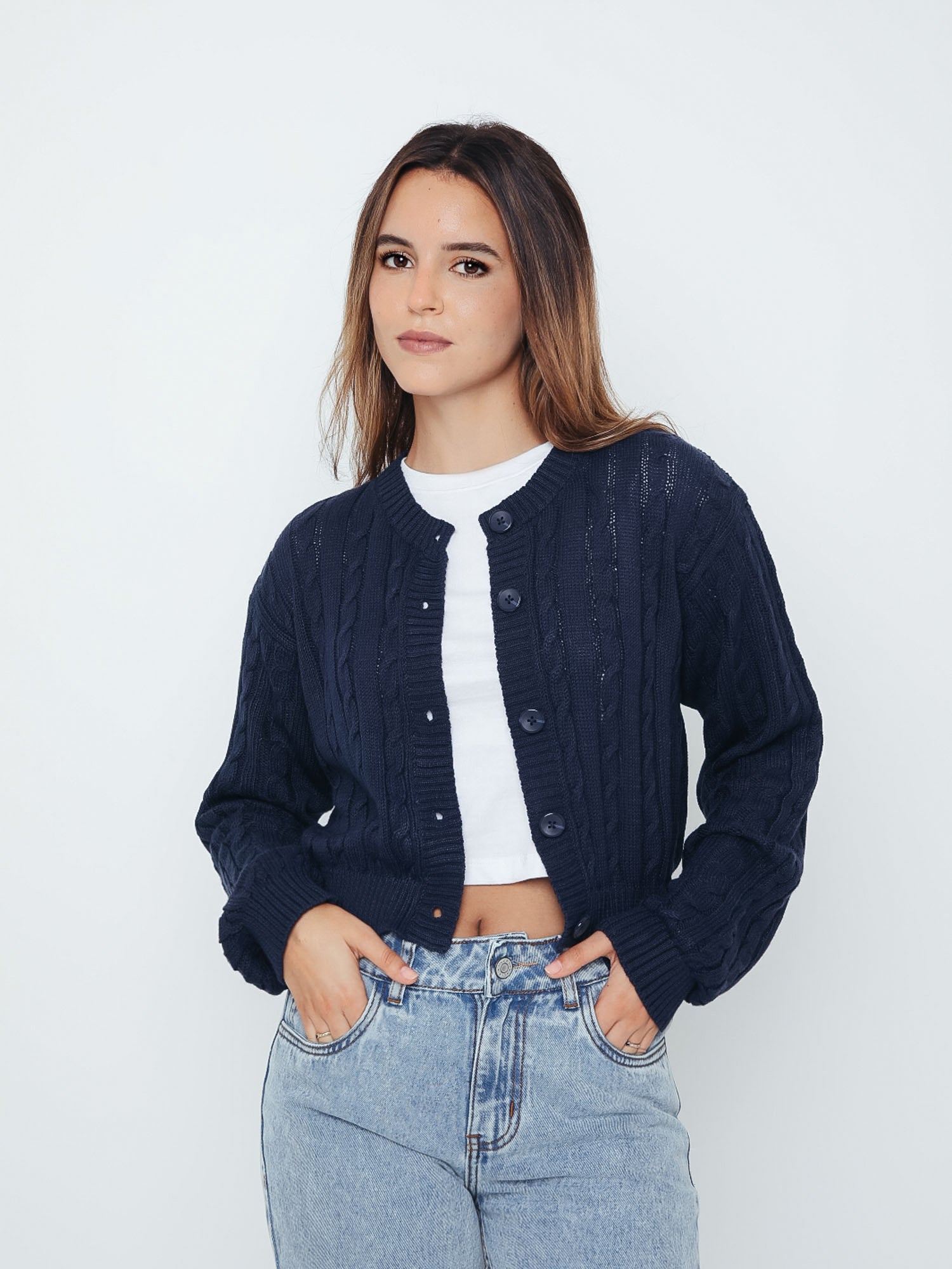 Chompa para Mujer DVK SWEATER FAWN CABLE STITCH SWEATER AZL