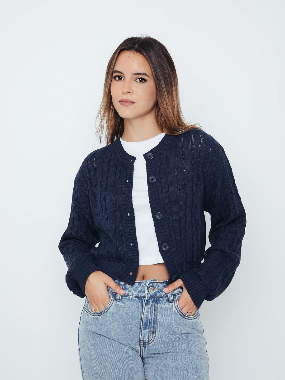 Chompa para Mujer DVK SWEATER FAWN CABLE STITCH SWEATER AZL
