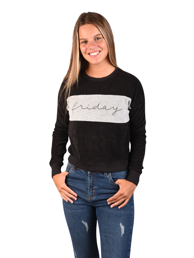 Polera para Mujer DVK FLEECE FRANJA NEGRO