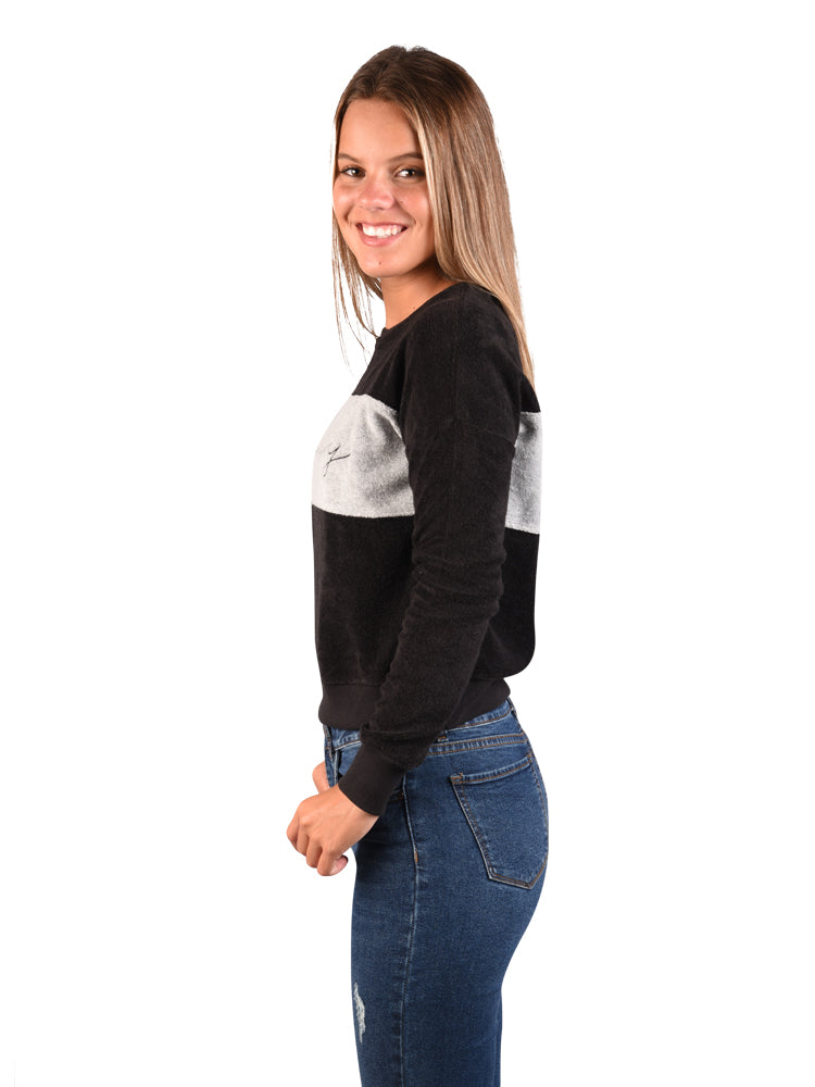 Polera para Mujer DVK FLEECE FRANJA NEGRO