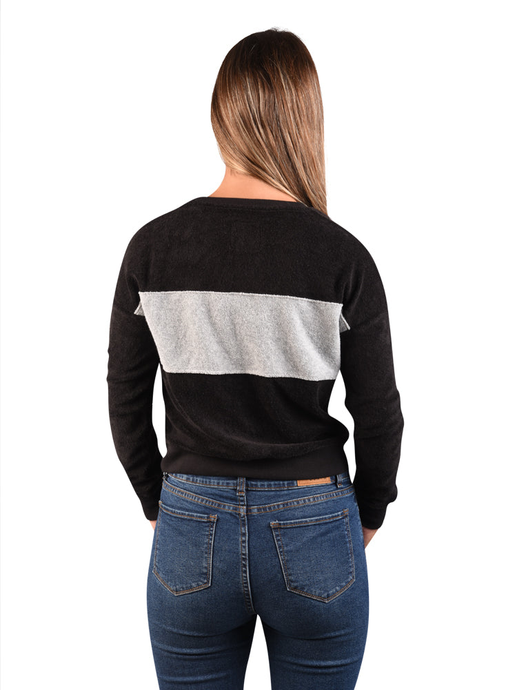 Polera para Mujer DVK FLEECE FRANJA NEGRO