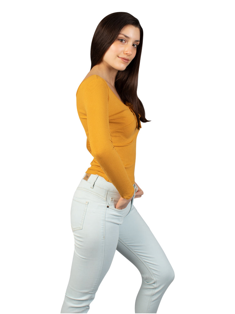 Polo para Mujer DVK T-SHIRT LS SAORI MOSTAZA