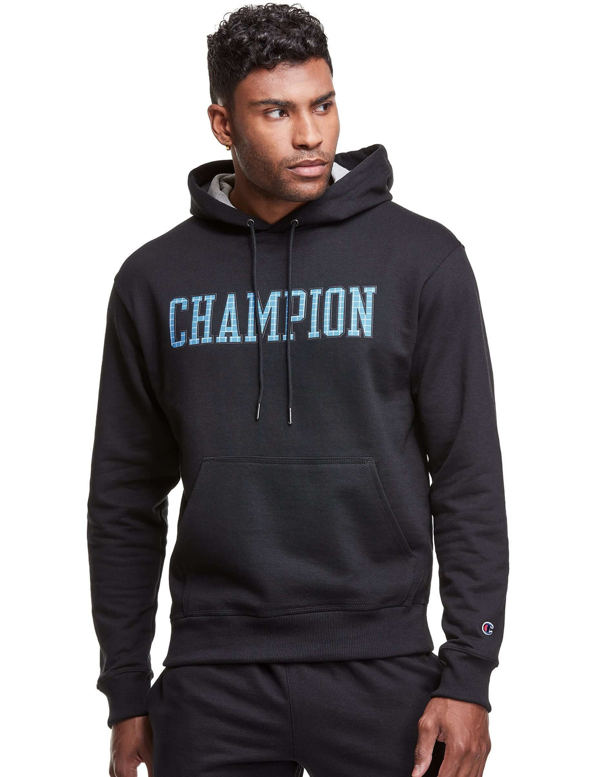 Polera para Hombre CHAMPION GF89H586620 POWERBLEND APPLIQUE HOODIE BKC