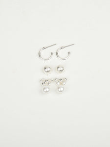 Aretes para Mujer DVK ARETES SET X3 PEARLS MUSAS PLATEADO