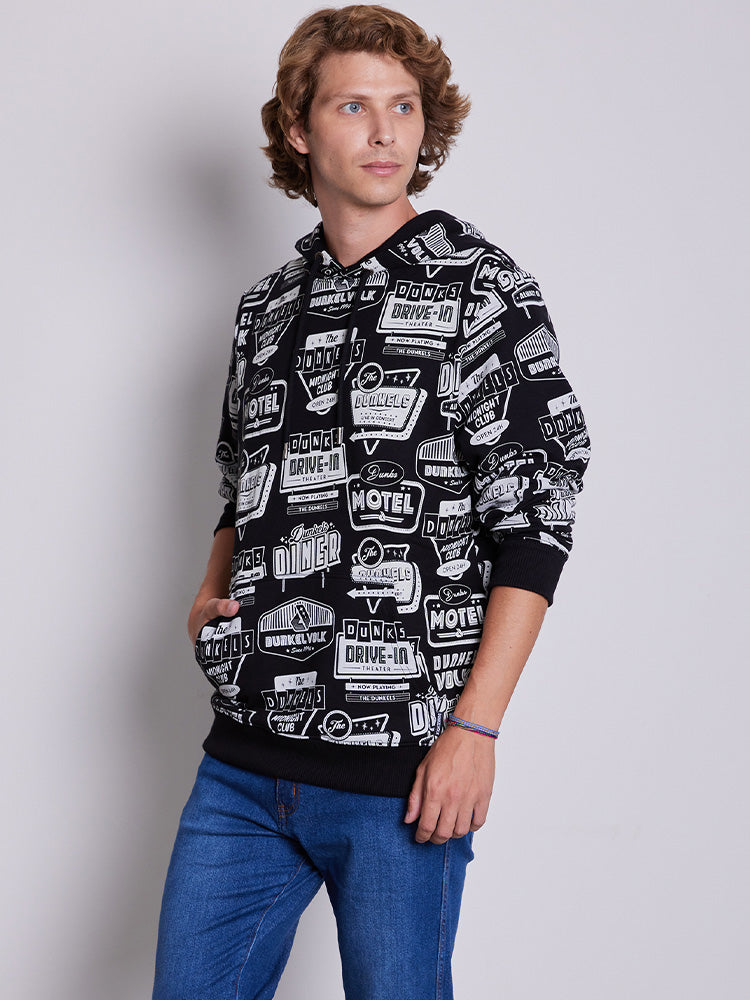 Polera para Hombre Dunkelvolk SIN ZIP DUNK COLLAGE HOOD FT BLK